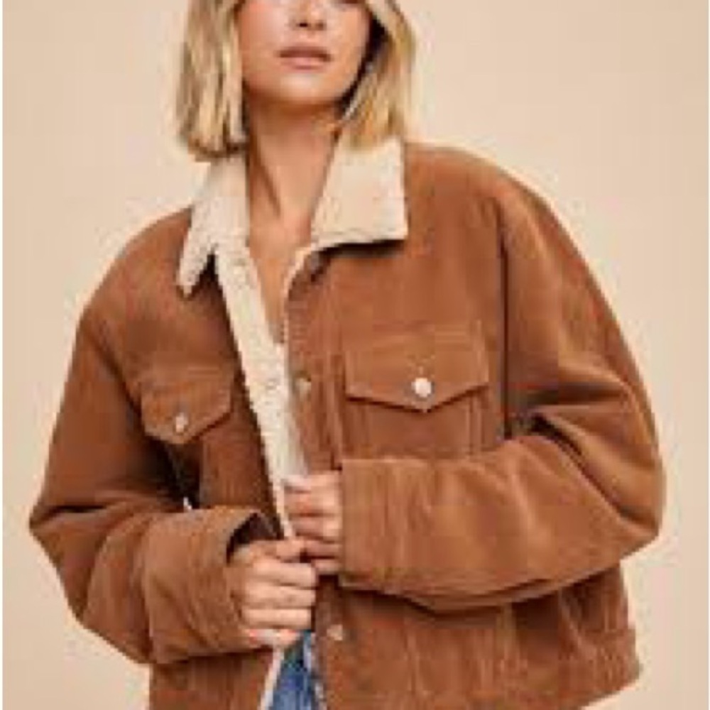 GAP Women’s Sherpa Lined Corduroy Jacket – Size Small Tall